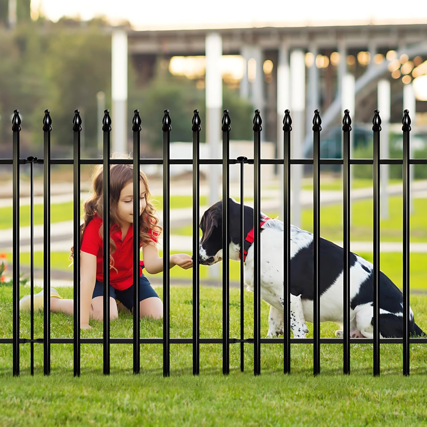 Metal Decorative Garden Fence 36" Wide x 28" High (5 Panels, Total Length 11.6 feet), Metal Border Folding Fence, Landscape Fencing Dog Fence Pet Fence for Flower Bed, Yard, Animal Barrier