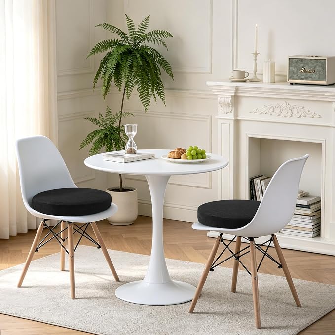 Tromlycs Round Chair Seat Cushions for Circle Bistro Stool Chairs Pads Pillow Large Indoor Circular Non Slip Foam Cushion 18 inch Black Set of 2