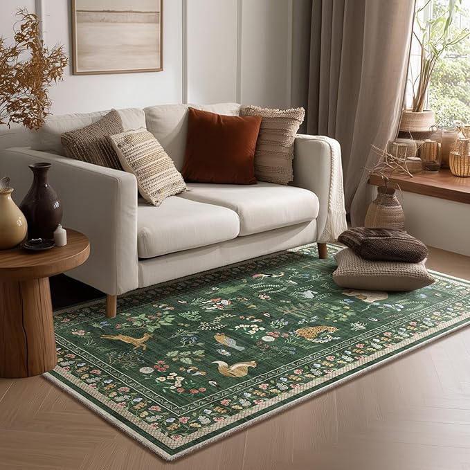 4x6 Washable Area Rugs for Entryway: Small Living Room Rug Stain Resistant Non Slip Low Pile Ultra Soft Faux Wool Throw Rugs for Bedroom Kitchen Bathroom Laundry Room Office Front Door Entry Indoor