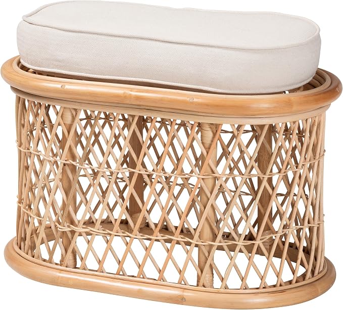 Bali & pari Ladonna Bohemian Natural Rattan Ottoman Footstool