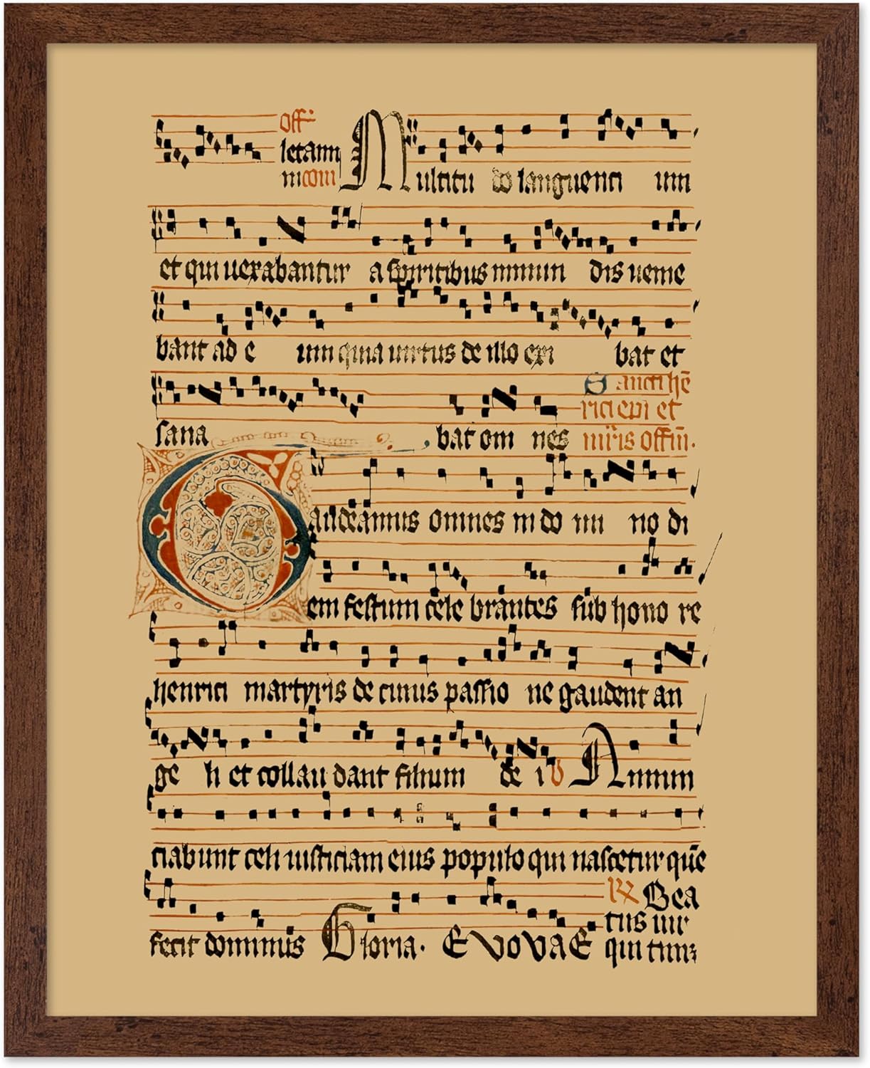 Poster Master Vintage Hymnal Poster - Retro Music Print - Gift for Artist, Friend - Graduale Aboense, Gregorian Chant Manuscript, Score - Wall Decor for Living Room, Bedroom, 11x14 Brown Framed