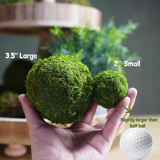 BYHER Natural Green Moss Decorative Ball,Handmade (2"-Set of 12)