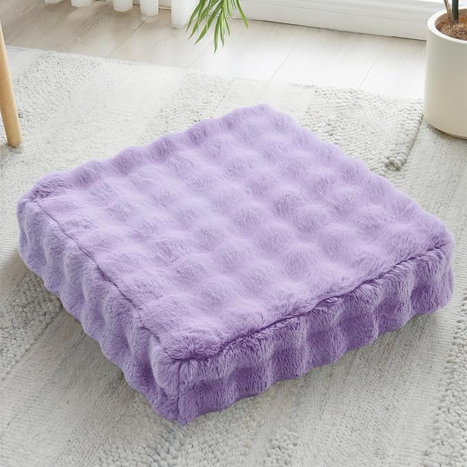 JKMAX 22 inches Floor Pillow for Adults - Large Meditation Cushion with Thick Foam & Soft Tufted Cover - Premium Outdoor Square Floor Cushion Seat - Yoga Pillows for Sitting On Floor - Light Purple