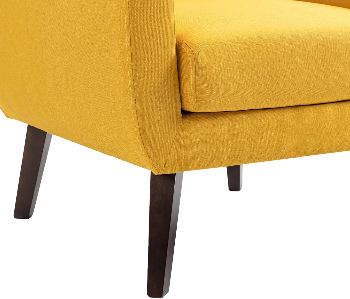 UIXE Accent Chair, Modern Upholstered Armchair Mid-Century Arm Chair in Fabric for Living Room, Comfy Single Sofa Seats Button Tufted Reading Seating, Yellow