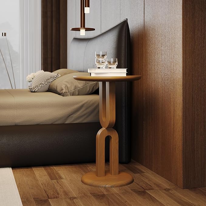 Solid Wood End Table with Sturdy U-Shaped Base, Modern Accent Side Table for Living Room Bedroom, Natural Ash Wood, Easy Assembly (15.75" L x 15.75" W x 23.62" H)
