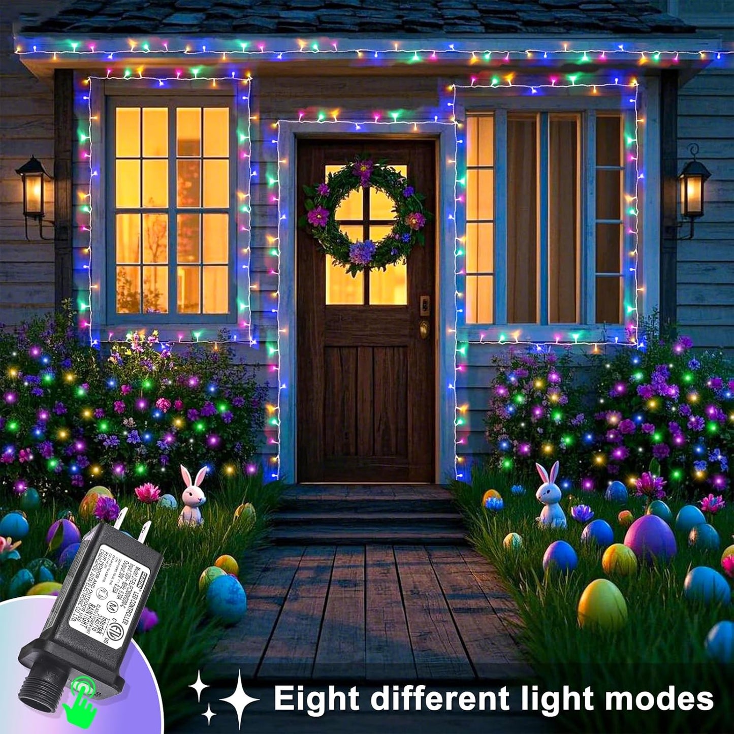 Christmas Lights Outdoor Waterproof Colorful String Lights Indoor 8 Modes Clear Wire 66ft 200 LED, Colorful Twinkle Fairy Light Plug in for Bedroom Wedding Party Decorations