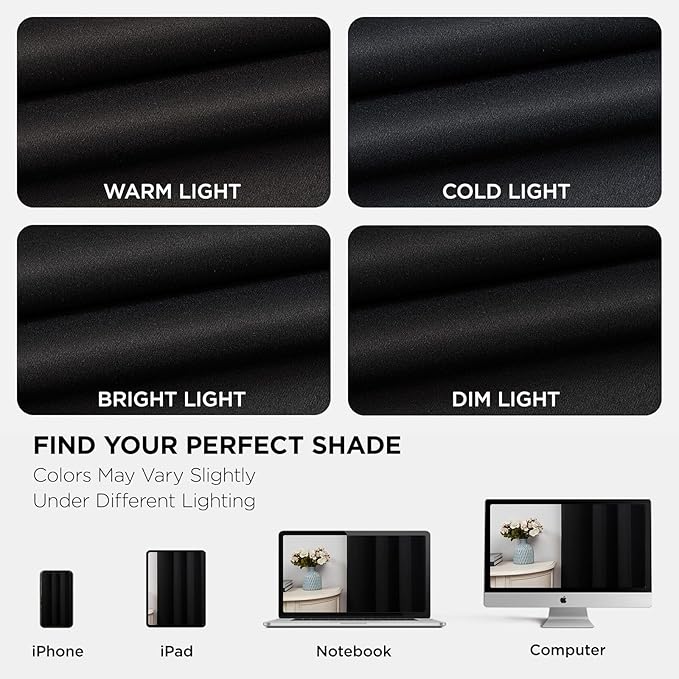 Joydeco Blackout Curtains 54 Inch Length 2 Panels Set, Thermal Insulated Long Curtains& Drapes 2 Burg, Room Darkening Grommet Drapes for Living Room Bedroom Window (W52 x L54 Inch, Black)
