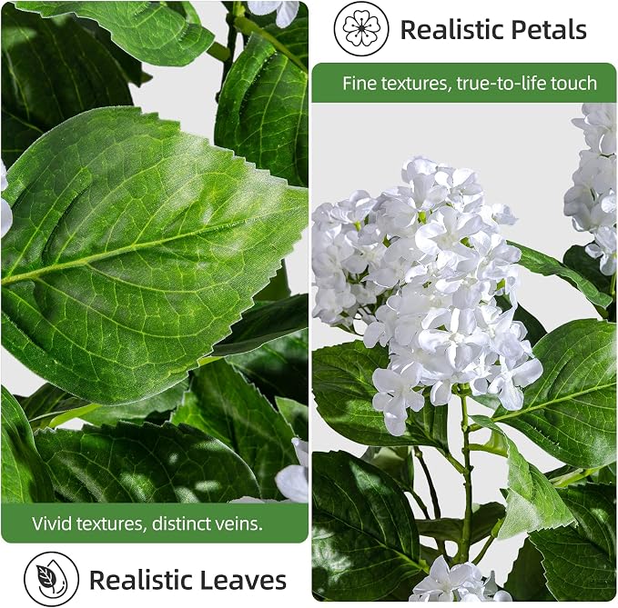2 Pack Large Faux Hydrangea Plants UV Resistant Fake Plastic plantas Flowers Trees Indoor Outdoor Realistic Floor Plants Artificial Tree for Home Porch Garden Office Porch Patio Front Bonsai Decor