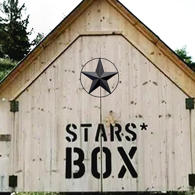 JoyEvy 6.5" Black Metal Barn Star Wall Décor - Wall Art for Farmhouse, Western, Rustic Homes - Outside or Inside of House Decorations