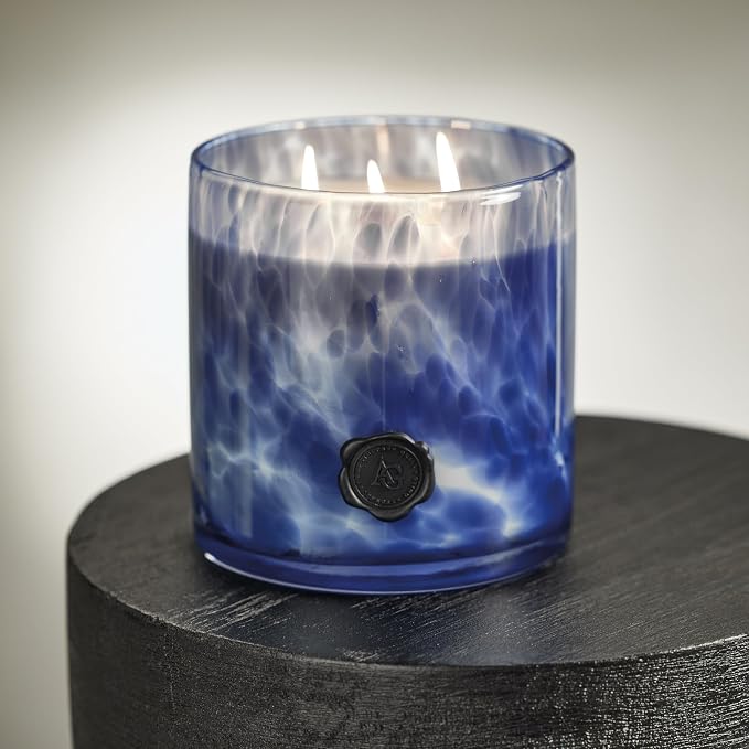 Zodax Apothecary Guild Scented Opal Glass Jar Candle- 50 oz/3-Wick - Sea Salt & Coastal Mist