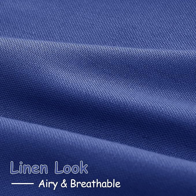 Extra Long Classic Blue Linen Curtains 120 Inch for Living Room 2 Panels Set Rod Pocket Back Tab Light Filtering Semi Sheer Linen Window Drapes Privacy High Ceiling Drapes for Farmhouse 52x120