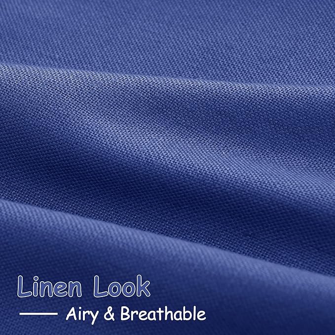 Classic Blue Linen Cafe Kitchen Curtains 30 Inch Length Linen Blend Semi Sheer Light Filtering Short Curtain Back Tab Rod Pocket for Over Sink Window Scandinavian Bathroom Laundry 2 Panels 36Wx30L
