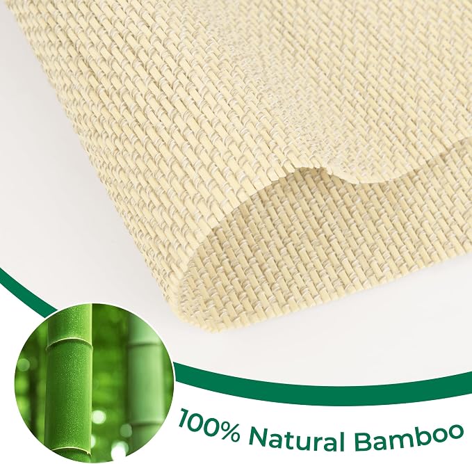 Allesin zen No Drill Cordless Bamboo Roman Shades, Light Filtering 34.5" W x 64" H, Ivory
