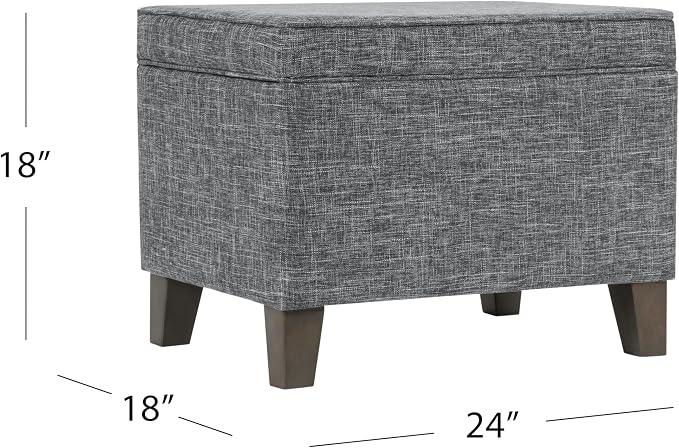 HomePop 24" Medium Square Storage Ottoman - Grey