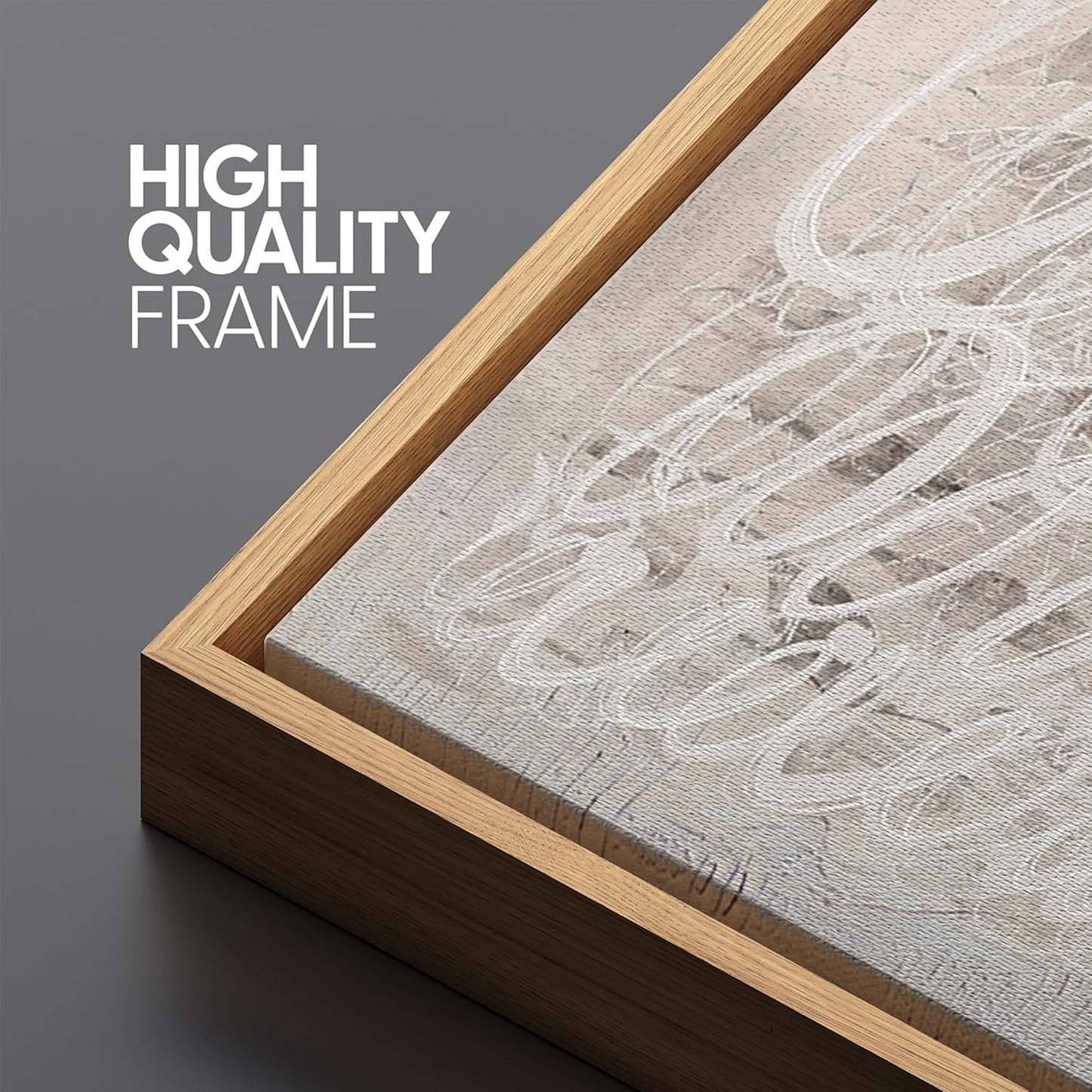 MUDECOR Extra Large Framed Canvas Print Wall Art White Abstract Calligraphy Antique Retro Fine Art Illustrations Decorative Colorful for Bedroom - 60"x30"