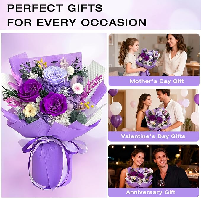 Vrioca Mothers Day Gifts, Flowers for Delivery, Preserved Flowers Bouquets, Birthday Gifts for Women Mom