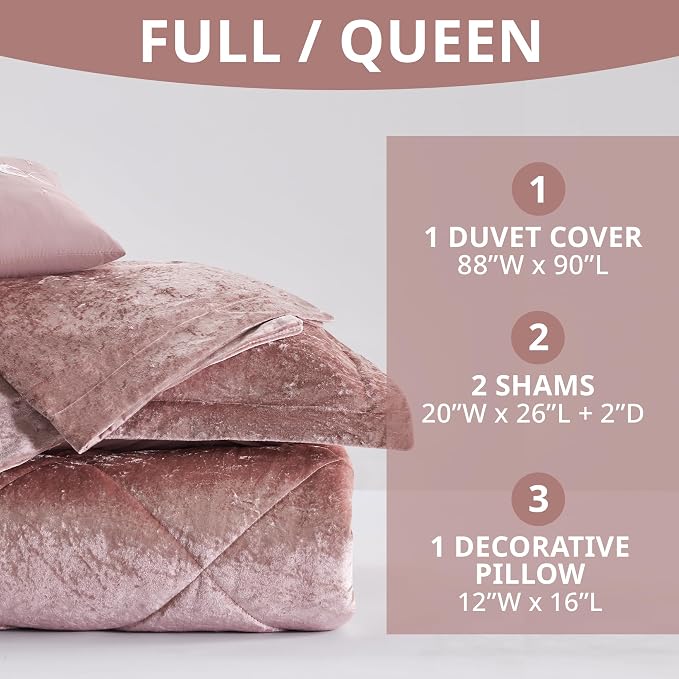 Intelligent Design Polyester Crushed Duvet Cover Set with Blush ID12-1971