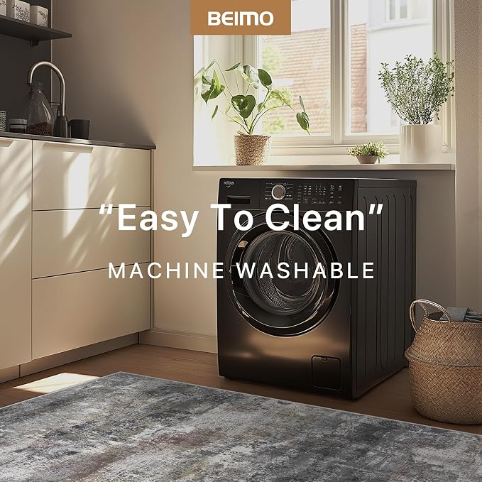 BEIMO Runner Rug for Hallway Kitchen 2x7 Machine Washable Runners Rug for Entryway, Dark Gray Soft Modern Abstract Throw Rugs, Floor Carpet with Non Slip Rubber Backing