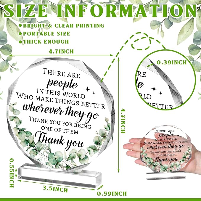 Yinder Thank You Gifts for Women Appreciation Gifts for Coworker Employee Nurse Teacher Leader Boss Inspirational Quotes Acrylic Desk Decor for Home Office Farewell Retirement