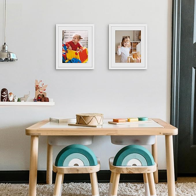 Picrit 10x12 Picture Frame Set of 12, Display 8x10 with Mat or 10x12 without Mat, Photo Frames for Wall Mounting or Table Top Display, White