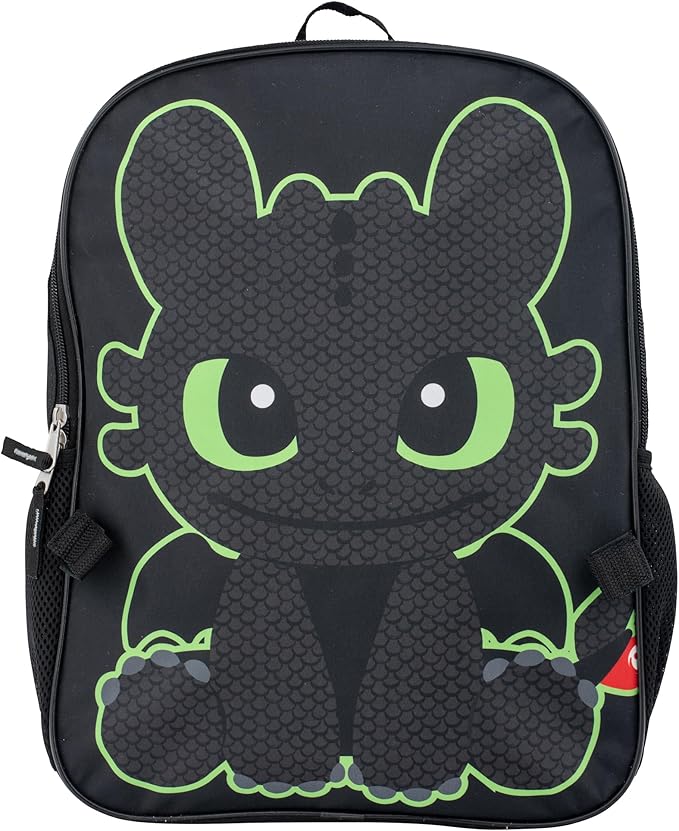 AI ACCESSORY INNOVATIONS How to Train Your Dragon Toothless Backpack and Lunch Box Set, 16 inch School Bag, Black