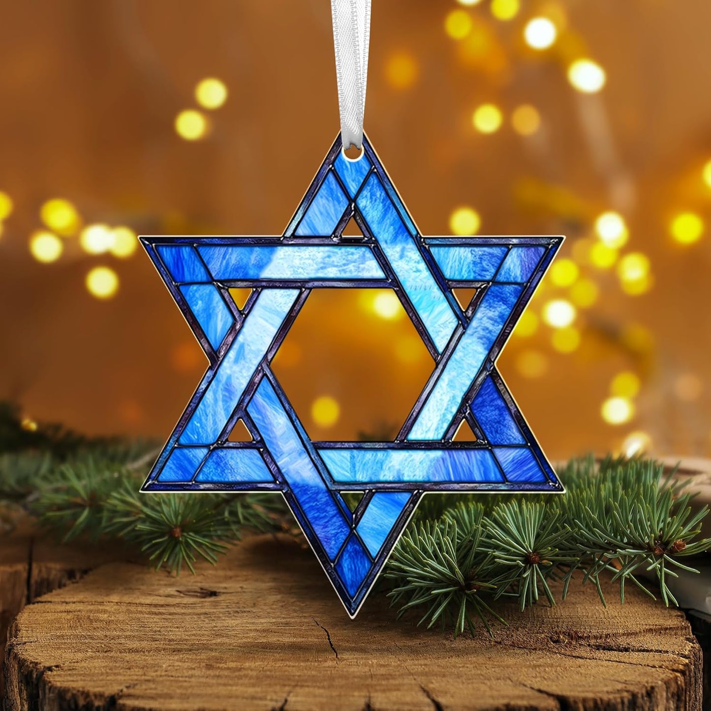 FLAGWIX Hanukkah Gifts for Women Men - Acrylic Christmas Ornaments 2025 - Hanukkah Ornaments for Tree, Chanukah Decorations, Star of David Tree Topper, Spiritual Religious Gifts for Women Mom Grandma