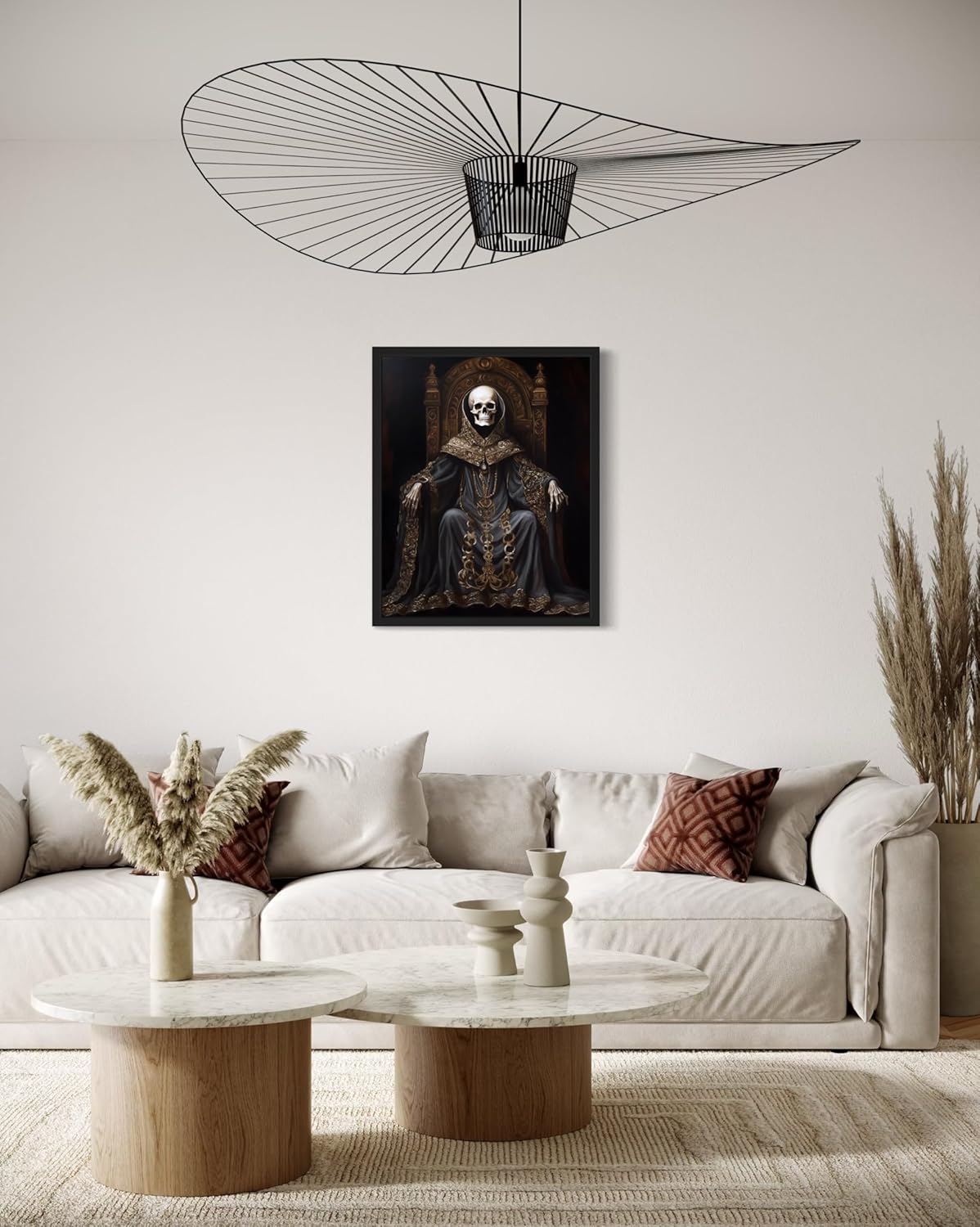 Skull King Poster Art Print, Halloween Scary Vintage Wall Art Academia Spooky Painting Decoration for Horror Prints, Gothic Posters Bedroom Decor 89 (Skull King 1, 8 x 10 inches, Black Frame)