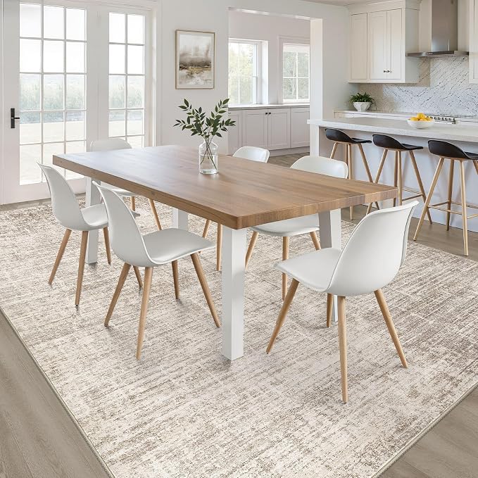 10x12 Area Rug Living Room: Washable Large Neutral Brown Rugs Abstract Soft Modern Stain Resistant Indoor Floor Non-Slip Carpet for Bedroom Nursery Kids Office Playroom Dining Room Under Table Home