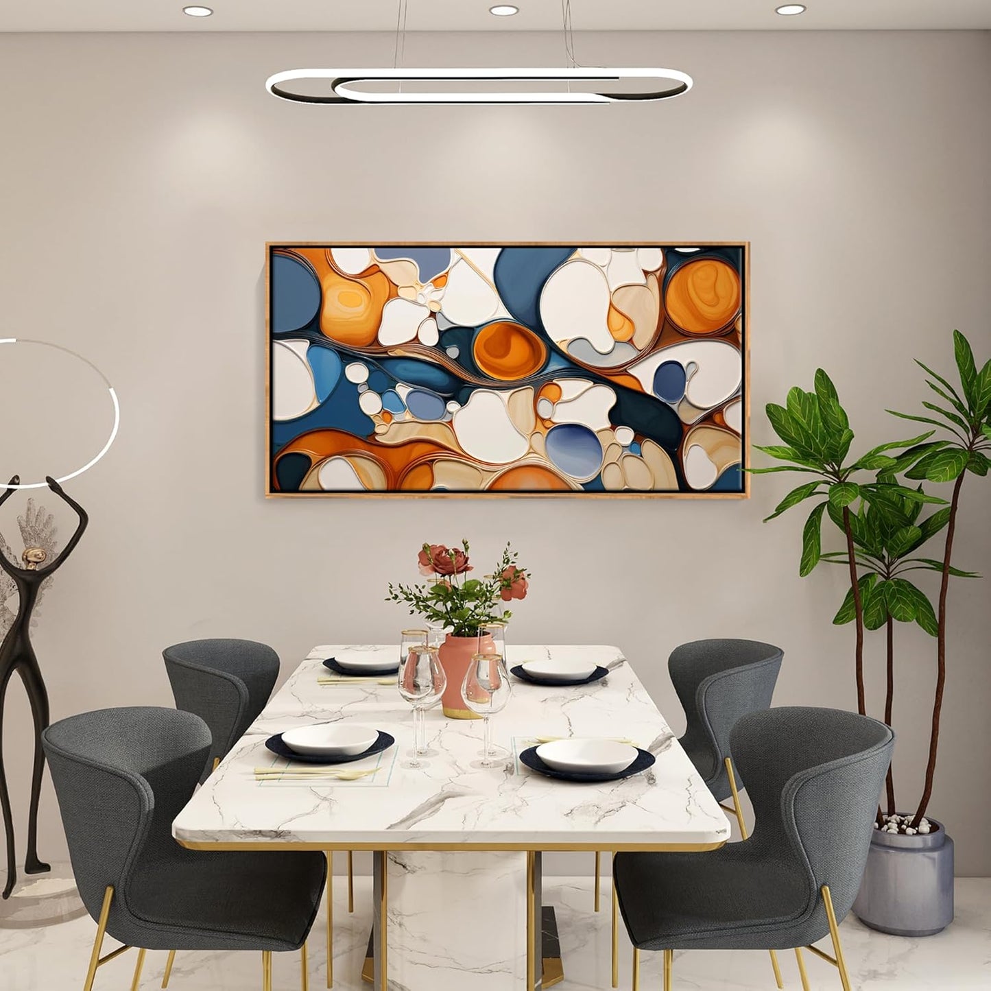 Abstract Canvas Wall Art - Colorful Framed Wall Decor for Living Room, Bedroom, Office - Large Modern artwork picture, Bedroom Aesthetic Room Wall Decorations, Oil Painting Wall Art