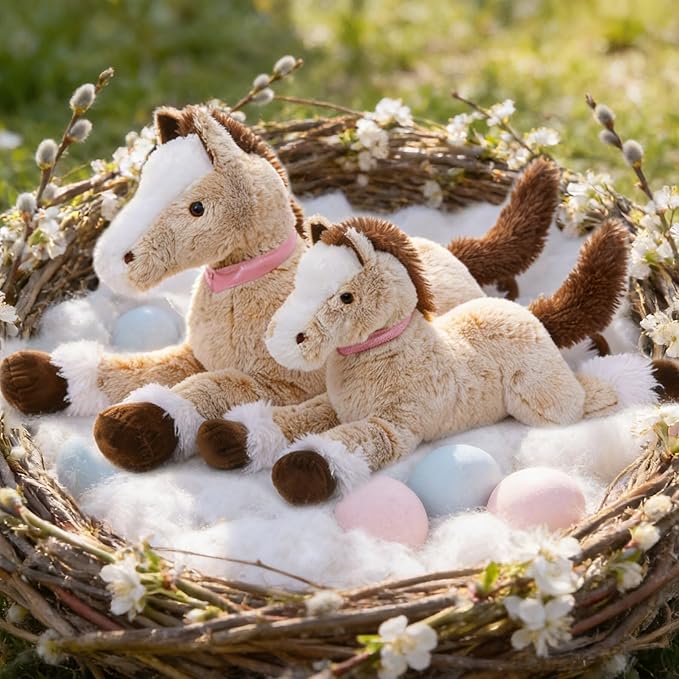 MaoGoLan Large Horse Stuffed Animal, Big Horse Plush Toy for Boy Girl, Ridable Stuffy Pony for Kid, Stuffed Pony Plush Pillow for Baby Shower, Easter Birthday Gifts Party Favor, 33 inches, Brown