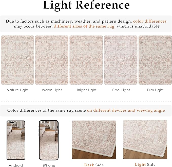 PureCozy Pink Area Rug 3x5 Office Entryway Rug Machine Washable Kitchen Vintage Distressed Non Slip Carpet Indoor Retro Floral Accent Throw Door Mat for Bathroom Bedroom Dining Living Room