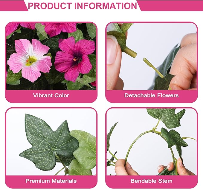 HyeFlora Artificial Flowers for Outdoors 4PCS Faux Petunias Silk Fake Flowers for Outside Planter UV Resistant Realistic Home Garden Porch Decor (Pink)