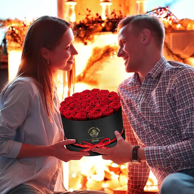 Impouo Forever Flowers, 27 Roses in A Box, Real Preserved Roses, Birthday Gift for Women, Mother's Day, Anniversary, Red Rose