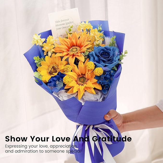 TINGE TIME Preserved Flowers Bouquet, Sunflower and Rose Bouquet, Flowers for Delivery, Graduation Gifts Teacher Appreciation Gifts Birthday Flowers Gifts for Women Mom Grandma Wife Friends