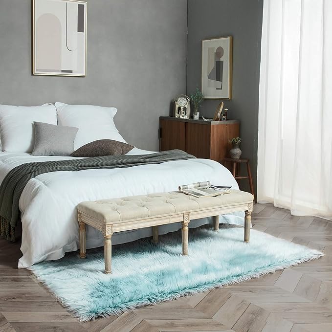 Ashler Faux Fur Rug, Fluffy Shaggy Area Rug, Ultra Soft 4 x 6 Feet Rectangle, Frosted Bottom, Spring Green, Fuzzy, Machine Washable, Shag, Nursery Decor, Throw Rugs for Bedroom, Living Room