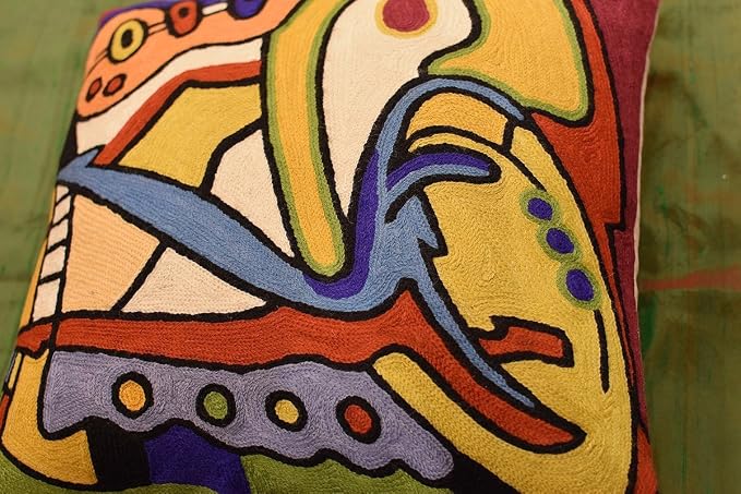 Abstract Pillows by Alfred Gockel Modern Pillowcase for Couch Bass Dance Musical Cushion Mid Century Modern Throw Pillowsham Chair Cushion Hand Embroidered Wool Size 18x18