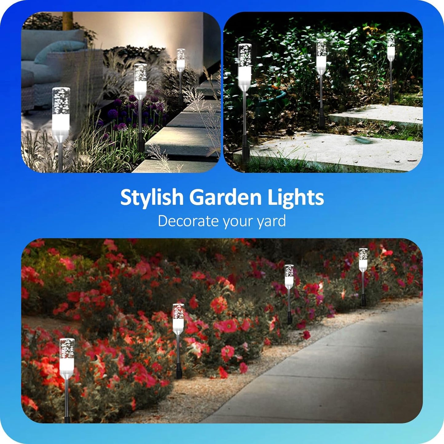 Pathway Lights Outdoor,12V Low Voltage Landscape Lighting, 6 Pack 570 Lumen Bright LED Path Lights, IP65 Waterproof Extendable Garden Lights for Yard Walkway Patio Lawn, 6000K