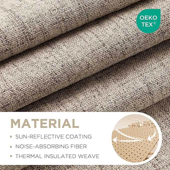 Joydeco Blackout Curtains for Bedroom - 108 Inch Linen Drapes 2 Panels Set, Thermal Insulated Room Darkening Curtains, Linen Textured for Living Room, Rod Pocket & Back Tabs