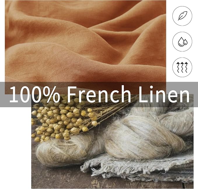 ATLINIA Linen Pillow Cases King Sham - 20 x 36 Inch Bed Pillow Protector Cover Set of 2 Bedding Cooling Neutral Pillowcase Shams Rust