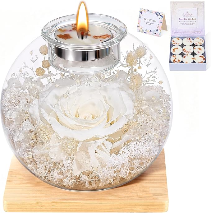 Mothers Day Rose Gifts for Mom Birthday Gift for Women Preserved Rose in Glass Dome with 2 Fragrances Eternal Purple Roses Forever Flowers for Delivery Mothers Day Flower Gifts for Mom Grandma Wife