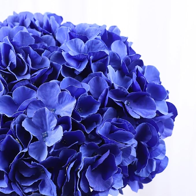 AVIVIHO 65pcs Fake Flowers Royal Blue Hydrangea Artificial Flowers Bulk (Not Squished, No Steaming Need) Silk Flowers with Stems for Wedding Decor,Home,Baby Shower,Table Centerpieces Decoration