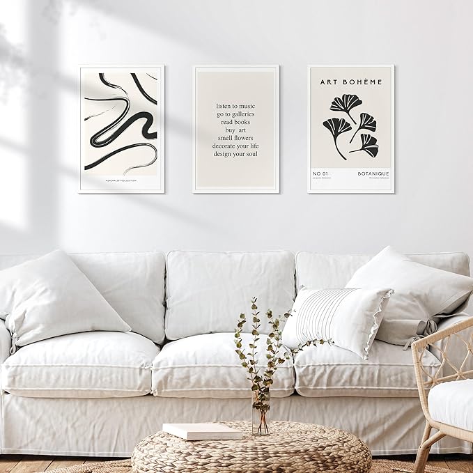 upsimples 12x18 Picture Frame White 3 Pack, Scratch-Proof Poster Frames 12 x 18 for Photo Gallery - Slide-In Strips, Horizontal or Vertical Wall Mounting