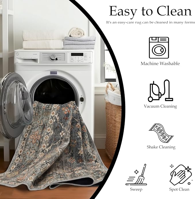 Ruaruarug Washable Area Rug 10x14 for Living Room, Bedroom, Ultra Soft Non Slip Stain & Fade Resistant, Pet & Kids Friendly, Suitable for High Traffic Areas Easy to Clean for Kitchen, Camel