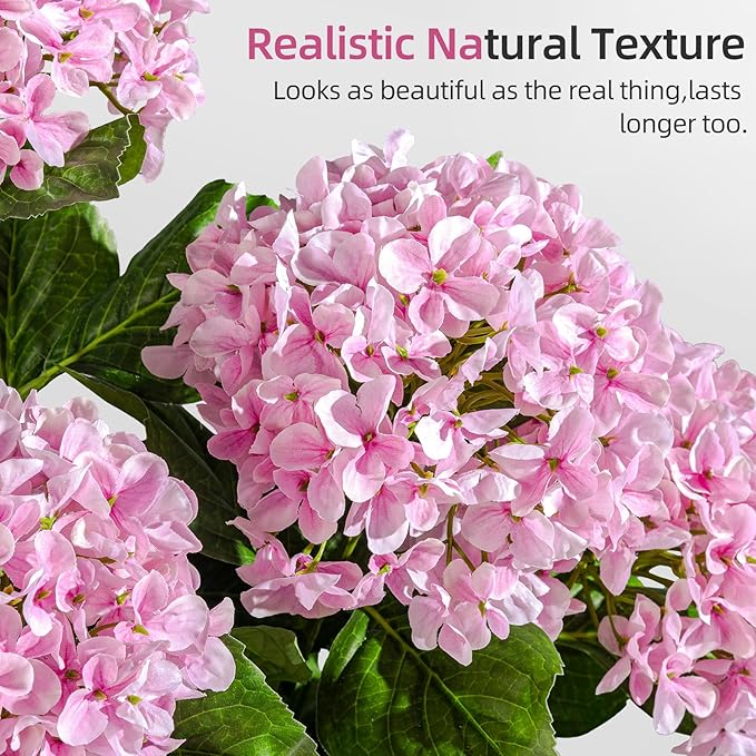 2 Pack Large Faux Plastic plantas in Pot UV Resistant Fake Flowers Trees Indoor Outdoor Realistic Floor Plants Artificial Hydrangea Plants for Home Porch Garden Office Porch Patio Front Bonsai Decor