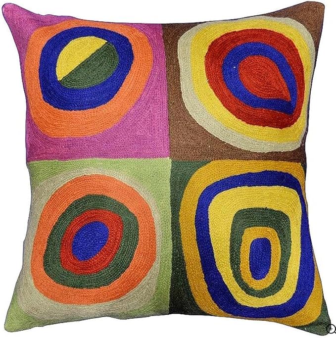 Kandinsky Abstract Pillow Cover - Quadrate | Modern Pillows | Contemporary Pillow | Handmade Wool Size 18x18