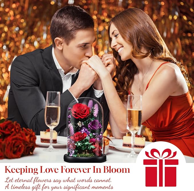 Preserved Roses,Forever Fresh Flowers 7.48in,Gift for Women,Mom,Grandma,Wife,Girlfriend,Sister,and Daughter Perfect for Birthday,Mother’s Day,Valentine’s Day (Mystic Purple2)