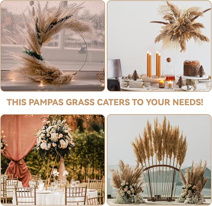 710Pcs Natural Dried Pampas Grass Decor, 9 Types Dried Flowers for Vase, Boho Pampas Bouquet for Wedding, Party, Centerpiece Table, Modern Home, Western Living Room, Nursery, Farmhouse Decor 17''