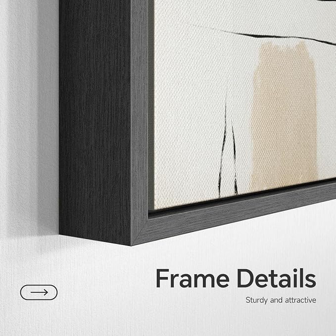 Large Framed Neutral Abstract Wall Art for Living Room, 3 Piece Gray Beige Canvas Artwork for Walls, Modern Minimalist Abstract Prints Paintings Pictures for Hallway Home Office Wall Decor, 24x36 In