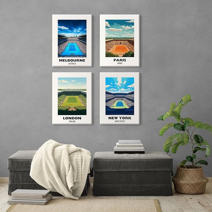 Grand Slam Wall Art Tennis Canvas Poster Sports Wall Decor Tennis Gym Prints Athlete Pictures Fashion Poster Grand Slam Club Artwork Center Painting for Living Room Bedroom 8x10 Inch Ready to Hang