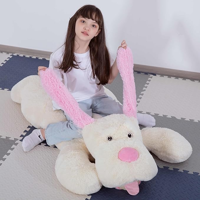 MorisMos Giant Dog Stuffed Animals, 51inch Large Stuffed Dog Plush Soft Big Pillow Gifts for Kids,Girls, Boys, Pink